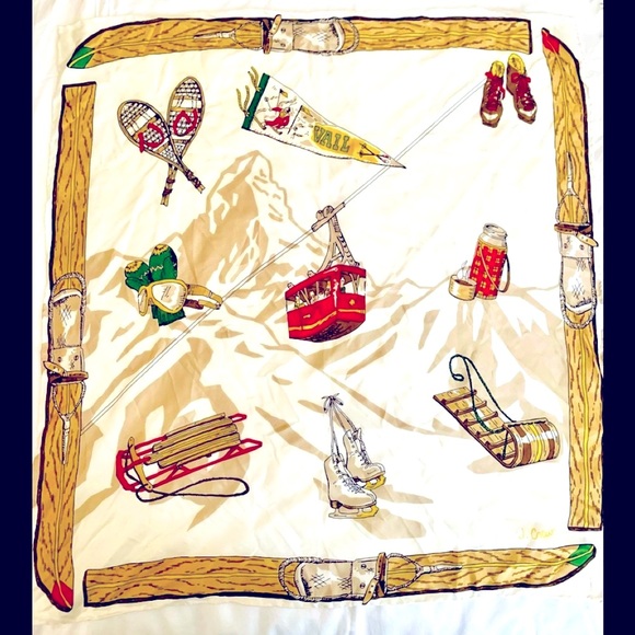 J Crew Italian Silk Scarf in Colorado Ski  Print - Picture 2 of 6